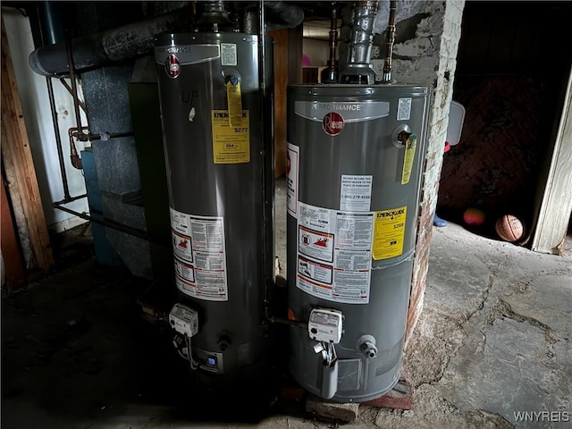 utility room featuring water heater