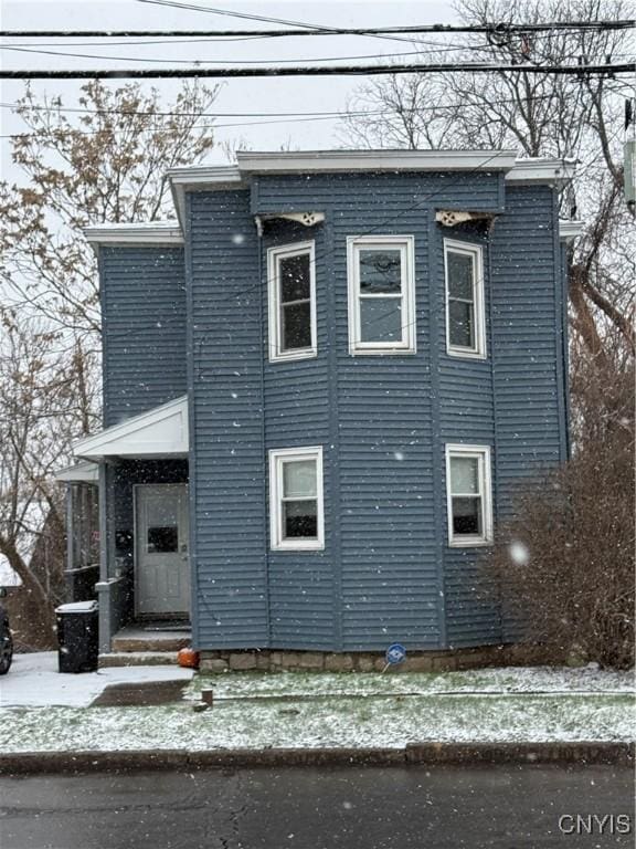 view of snow covered exterior