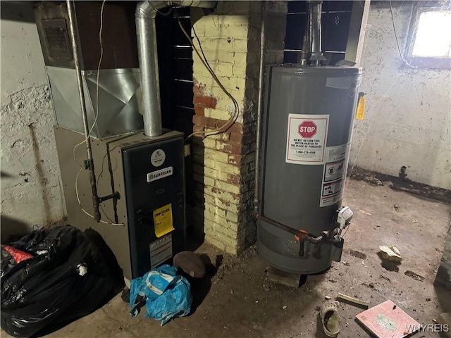 utilities with gas water heater and heating unit