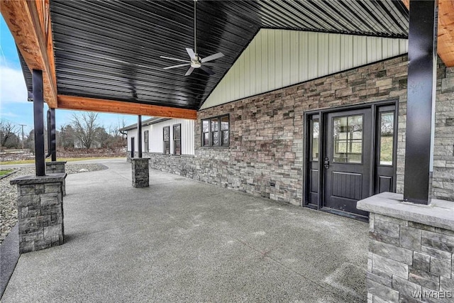 view of patio / terrace featuring ceiling fan