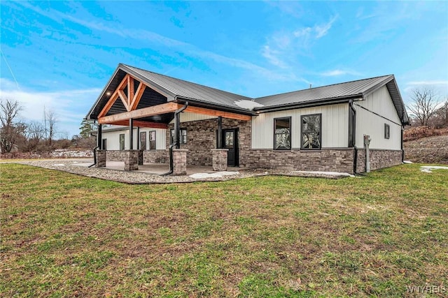 exterior space featuring a lawn and a patio