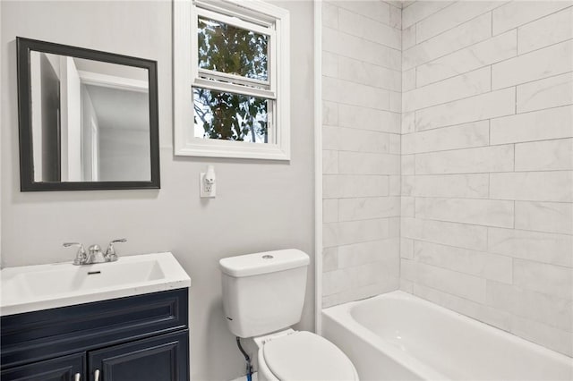 full bathroom with vanity, toilet, and shower / washtub combination