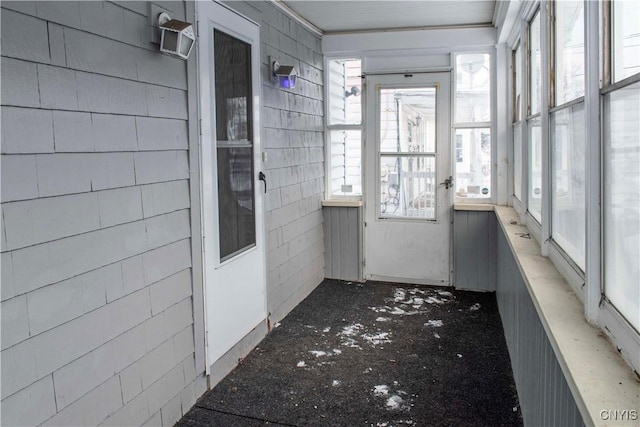 view of unfurnished sunroom