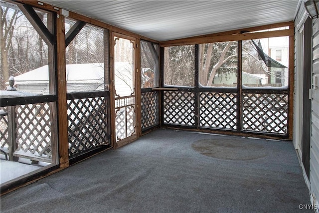 view of unfurnished sunroom