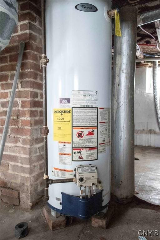 utility room with water heater