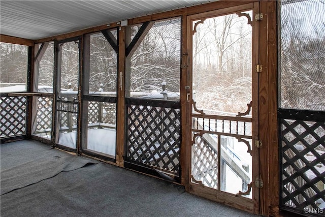 view of unfurnished sunroom