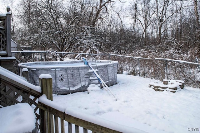 view of yard covered in snow