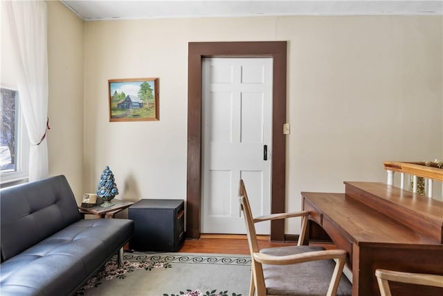 interior space with hardwood / wood-style floors