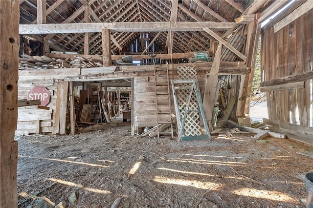 misc room featuring beamed ceiling, high vaulted ceiling, and wood ceiling