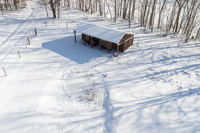 view of yard covered in snow