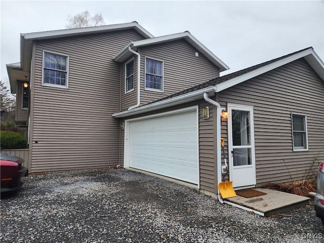 exterior space with a garage