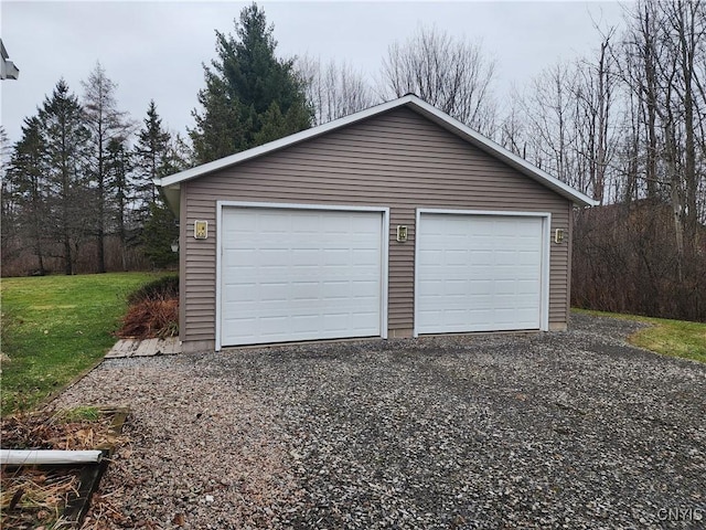 view of detached garage