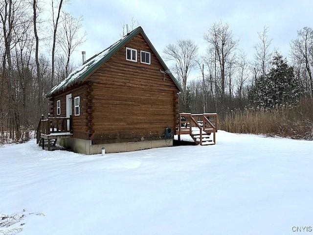 view of snowy exterior