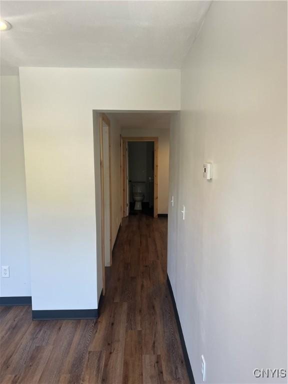 corridor with dark wood-type flooring