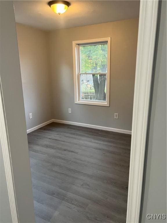 empty room featuring dark hardwood / wood-style flooring