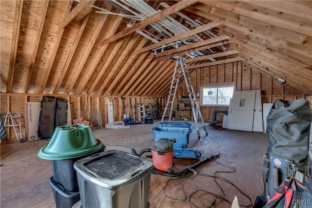 view of unfinished attic