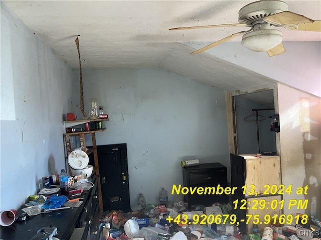 bonus room featuring ceiling fan and lofted ceiling