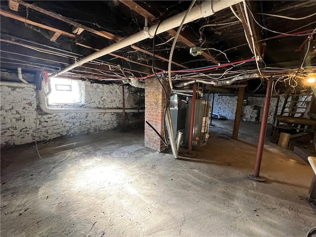 basement with water heater