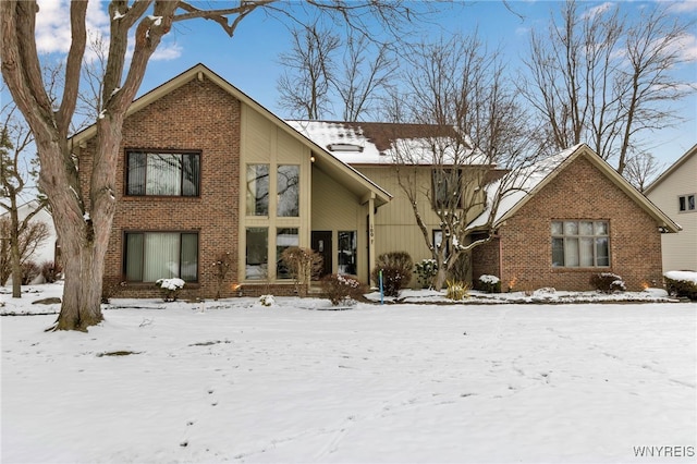 view of snow covered property