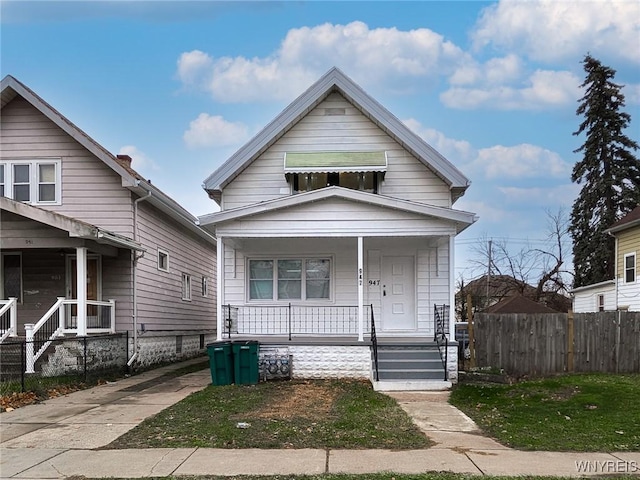 bungalow-style home with covered porch