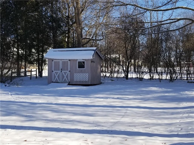 view of snow covered structure