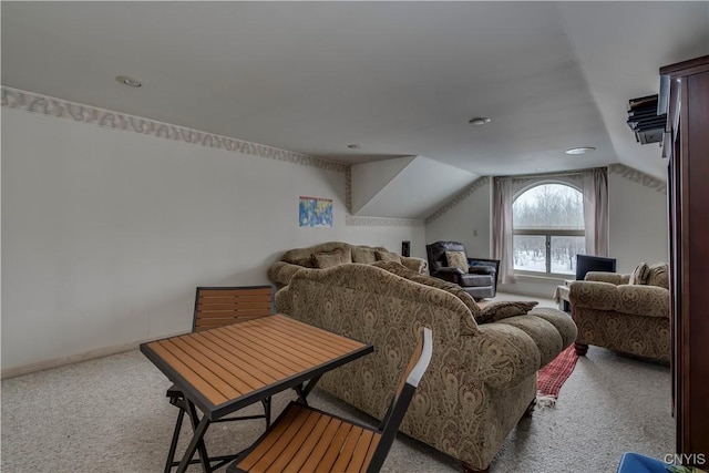 interior space featuring lofted ceiling