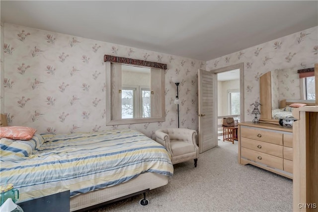 bedroom featuring carpet flooring and multiple windows