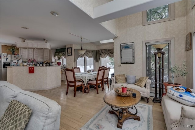 living room featuring light hardwood / wood-style flooring