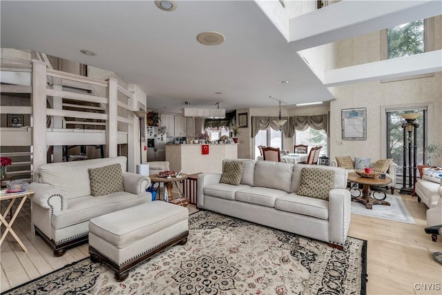 living room featuring light hardwood / wood-style flooring