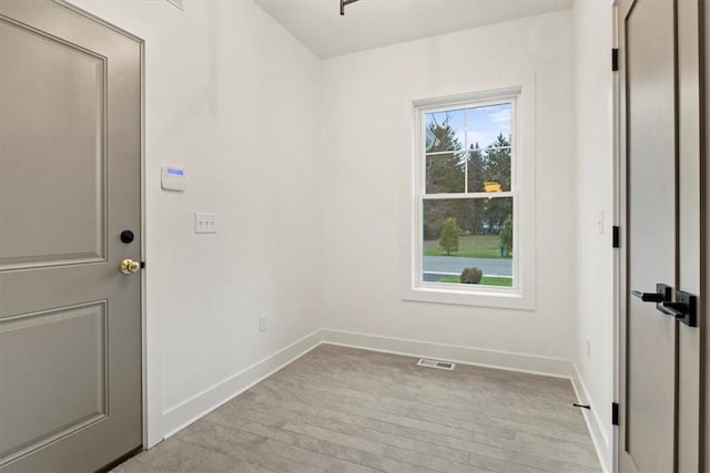 interior space with light hardwood / wood-style flooring