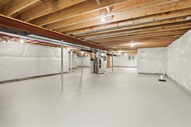 basement with gas water heater