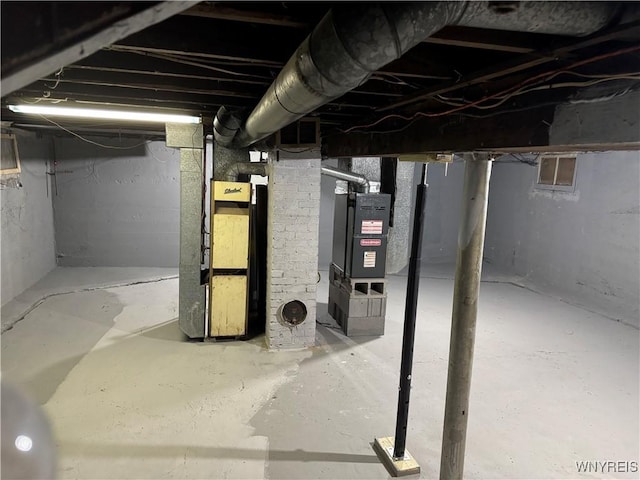 basement with heating unit