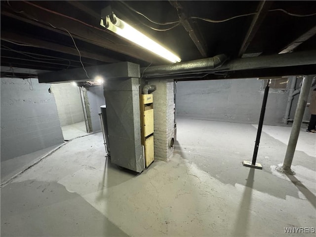 basement with heating unit