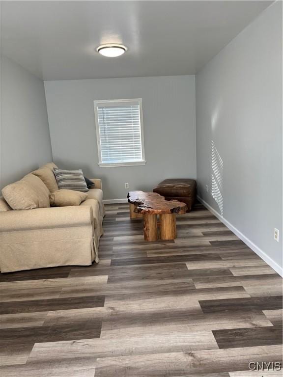 sitting room with dark hardwood / wood-style flooring