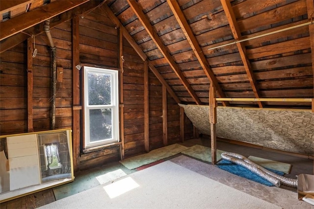 view of unfinished attic