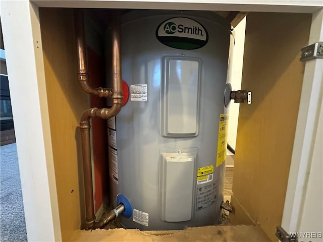 utility room with electric water heater