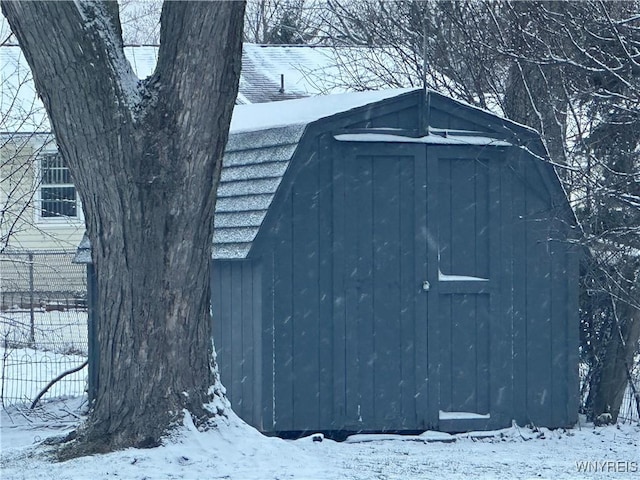 view of snow covered structure