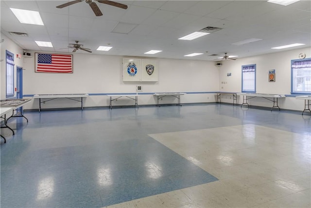 248 W Ave, Clarkson, NY 14420 - miscellaneous room with ceiling fan and a drop ceiling