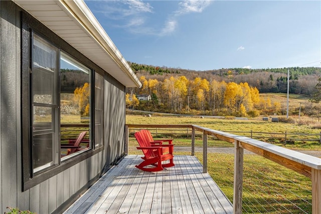 deck featuring a rural view