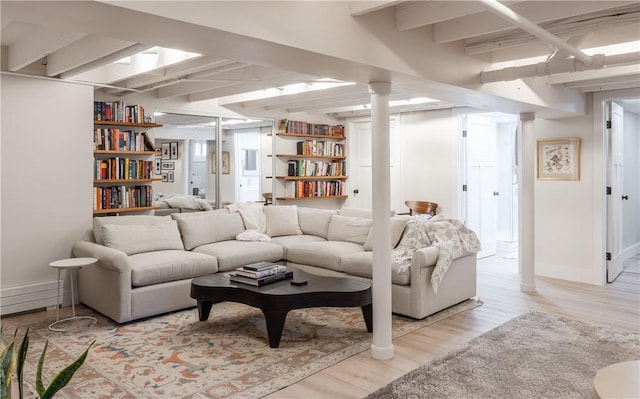 living room featuring light hardwood / wood-style floors