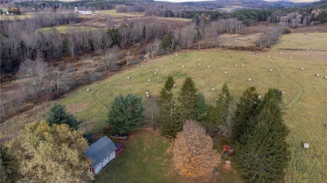 aerial view featuring a rural view