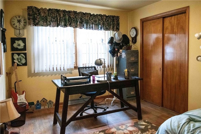 home office featuring wood finished floors