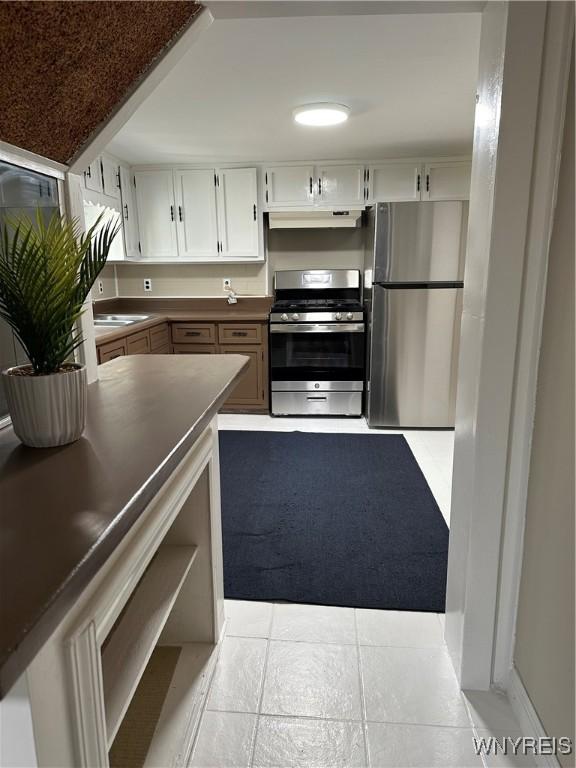 580 S Ogden St, Buffalo, NY 14206 - kitchen featuring stainless steel appliances, under cabinet range hood, and dark countertops