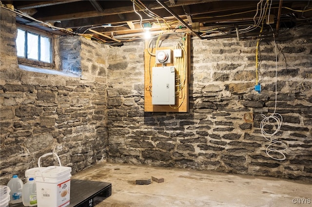 basement with electric panel