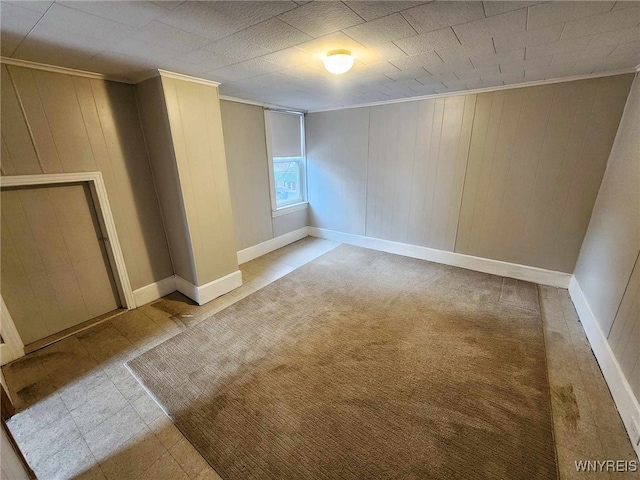 basement with crown molding