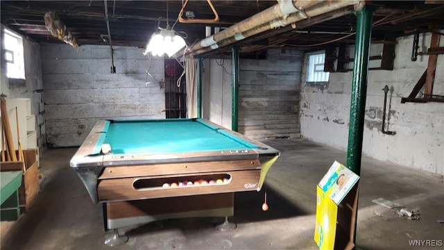 game room featuring concrete floors and billiards