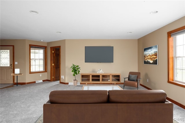 living room featuring carpet floors