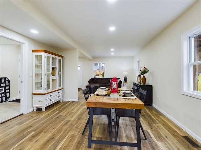 dining area featuring light hardwood / wood-style floors