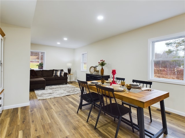 dining room featuring light hardwood / wood-style floors