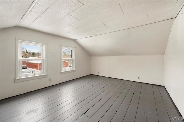 additional living space featuring wood-type flooring and lofted ceiling